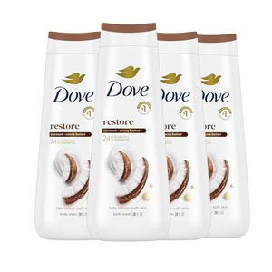 Para Dove Sensitive Skin Body Wash Restauración de coco y manteca de cacao 4 unidades con leche Aceite de oliva Loción de aloe vera - Product Image 1