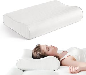 Almohada blanca cómoda para cuello Cervical para aliviar el dolor, almohadas de cama de espuma viscoelástica para dormir, almohada de soporte para el cuello sin látex - Product Image 1