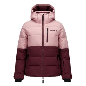 Chaqueta de Esquí Acolchada de Dos Tonos de Lujo para Mujer MITEXCO, Rosa y Marrón, Impermeable, Aislada, con Capucha, para Invierno, Snowboard, Abrigo para Exteriores - Product Image 1