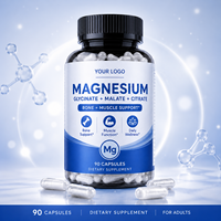 Capsules de glycinate de magnésium, malate et citrate – 90 unités – Soutien osseux et musculaire – Complément minéral pour le bien-être quotidien – Marque privée
