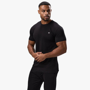 Nouveauté T-shirts décontractés grande taille pour hommes, coupe ajustée, logo personnalisé, coupe musclée, léger, col rond, vente en gros de jersey Hip Hop long - Product Image 4
