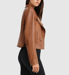 Chaqueta de Cuero Genuino de Oveja para Mujer al por Mayor, Chaqueta de Motocicleta de Lujo para Dama con Forro de Algodón Ecológico, a la Moda - Product Image 3