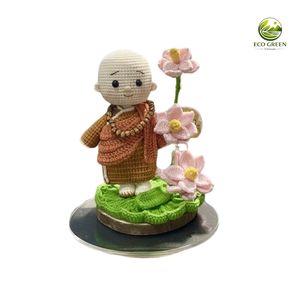 Poupée Ksitigarbha Bodhisattva brodée au crochet faite à la main, statue de lotus, jouet en peluche religieux bouddhiste promotionnel en gros pour la maison - Product Image 5
