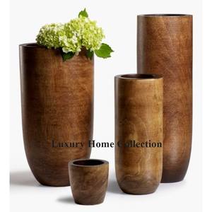 Ensemble de 4 vases en bois de noyer modernes et élégants, faits à la main, de différentes tailles, pots et vases durables avec logo personnalisé disponible au meilleur prix - Product Image 1