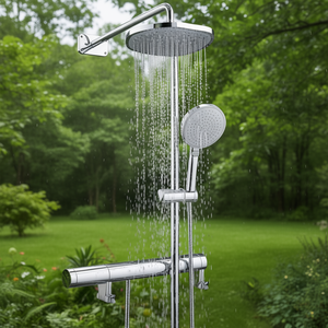 Ensemble de douche avec pommeau de douche pluie suspendu et support mural - Product Image 3