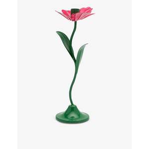 Bougeoir en métal vert pastoral moderne, artisanal, décoratif, en forme de fleur, pour la décoration de la salle à manger - Product Image 3