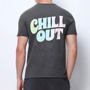 T-shirts pour hommes à manches courtes, coupe classique, en polyester/coton, à séchage rapide, écologiques, imprimés en relief, couleur personnalisée, vêtements de mode - Product Image 2