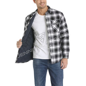 Nouvelle arrivée 100% coton flanelle tissu chemise manches longues fermeture éclair et boutons fermeture poches poitrine à l'intérieur doublure matelassée et protections - Product Image 3