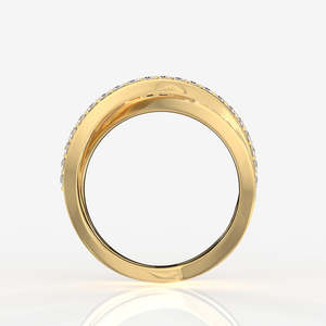 แหวนแต่งงานทอง 14K ประดับเพชรโมอิสซาไนต์ทรงกลม 3 แถว - Product Image 4