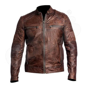 Chaqueta de motorista para hombre recién llegada en cuero genuino de colores personalizados negro y marrón de exportación de Pakistán - Product Image 2
