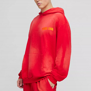 Nouveau sweat à capuche tendance pour homme en taille plus, effet délavé et décoloré, 100% coton, décontracté, surdimensionné, lourd - Product Image 4