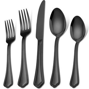 ชุดช้อนส้อมสแตนเลสสีทองดำ สำหรับงานเลี้ยงและโรงแรม ขายส่ง ช้อนส้อมขัดเงาอย่างดี เป็นมิตรต่อสิ่งแวดล้อม เหมาะสำหรับตกแต่งงานแต่งงาน - Product Image 2