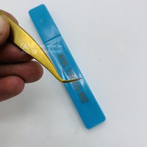 Pince à épiler professionnelle japonaise en acier inoxydable pour extension de cils Gold Diamond Grip Nano Fiber Applicateur de volume pointu incurvé - Product Image 2