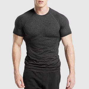 Maillot d'entraînement de course à pied de compression coupe ajustée pour hommes T-shirt décontracté personnalisé avec manches courtes et col 100% coton - Product Image 1