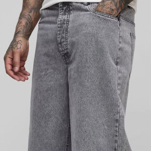 Pantalones Cortos Vaqueros de Mezclilla para Hombre, Estilo Hip Hop Urbano, 100% Algodón, Lavado Ácido, Transpirables, Impermeables, Holgados y Largos - Product Image 3