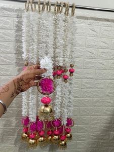 Jasmin et fleur rose Latkan décoration pour mariages Nikah toile de fond Ghoongroo gland guirlandes Sangeet sud indien décor cadeau - Product Image 5