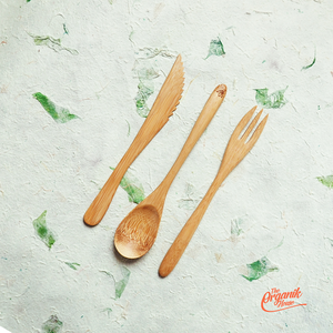 Juego de cubiertos de bambú reutilizable orgánico para viaje, empaquetado en una caja con una bolsa de tela, personalizado con logotipo láser - Product Image 4