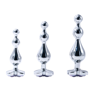 Schmetterlingsförmiger Analplug mit Perlen, 3 Größen S M L, 3 abgestufte Kugeln aus Aluminiumlegierung für BDSM-Analspiele, Sexspielzeug für Frauen und Männer