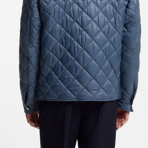 <b>Men's</b> Blue Quilted <b>Jacket</b> With Button Closure Windproof <b>Smart</b> Casual Style Regular Fit Polyester Shell - Product Image 4