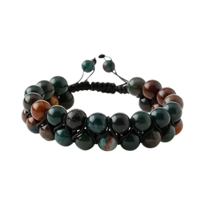 Bracelet en pierre naturelle de 8 mm à double rangée en macramé, pierre de sang - Product Image 1