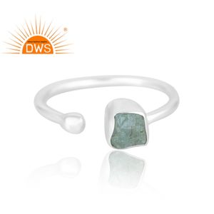 Anillo de Plata de Ley 925 con Piedra Preciosa de Aguamarina Natural, Diseño Moderno, Joyería Personalizada para Mujer, Regalo para Ella - Product Image 3