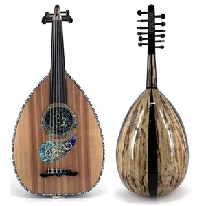 Professional 11 String Oud-Handmade Spalted Ironwood & Cedar Top Arabic Lute Gawharet El Fan Polished Natural High Gloss Finish - Product Image 1