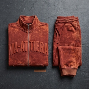 Conjunto Deportivo para Hombre, Sudadera con Cremallera Color Marrón Oxidado, Pantalones Jogger Bordados, Ropa Deportiva Casual, Ropa Deportiva para Fitness - Product Image 6
