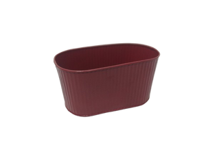 Pot de fleurs en métal ovale jaune, pot de fleurs moderne pour l'intérieur et l'extérieur avec finition texturée, pot de fleurs décoratif pour jardin, balcon, maison - Product Image 2