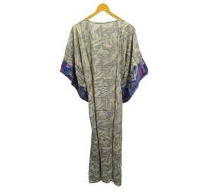 Robe kimono longue, dernière collection 2026, pour couvrir le bikini, vêtement de nuit, robe longue, kimono en soie recyclée vintage indienne, aspect floral - Product Image 5