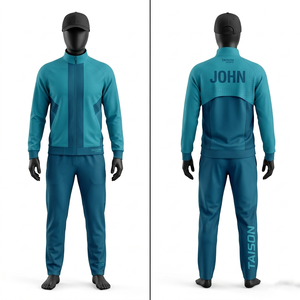 Survêtement de tennis pour homme, qualité supérieure, 300 GSM, mélange polyester-spandex, bleu ciel, design à panneaux blancs, respirant, extensible, logo personnalisé - Product Image 3