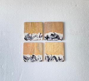 El mejor diseño, posavasos de té ecológicos minimalistas modernos de 4 piezas, posavasos de té de madera de acacia de resina epoxi multifuncional, vajilla caliente - Product Image 3