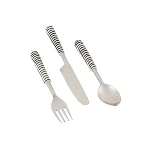 Stainless Steel Set Of 3 Flatware Spoon Knife Fork <b>Used</b> In Kitchen Tabletop Home Silver Color Plated Cutlery Purple Color Handle - Product Image 5