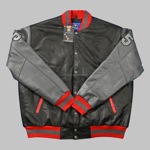 Chaquetas universitarias personalizadas del mejor diseño, cuerpo de lana de alta calidad, cuero genuino con cuello levantado, lona para la temporada de invierno - Product Image 5