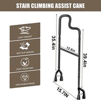 Canne d'aide à monter les escaliers, dispositif d'aide à monter les escaliers pour personnes âgées avec hauteur réglable, s'adapte à la plupart des marches standard