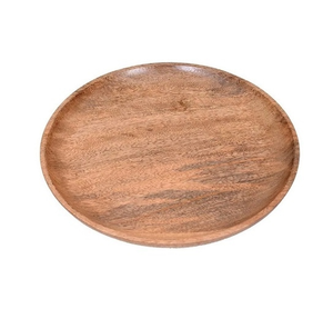 Assiette de service en bois d'acacia au design moderne, vaisselle naturelle fabriquée à la main, table en bois gravée, plat décoratif dernier cri - Product Image 3