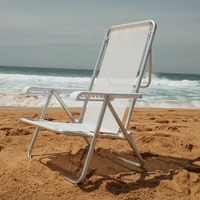 Chaise pliante portable de camping de jardin de plein air surélevée personnalisée, chaise de plage de pêche pliable à plat avec accoudoirs en plastique