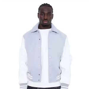 Blouson universitaire slim élégant pour homme, col rond, logo frontal, 100 % coton respirant, grande taille, décontracté, vente en gros - Product Image 4