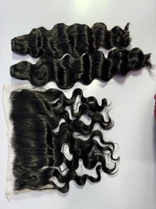 Extensiones de Cabello Humano Remy Azura de Fábrica, Frontales a Granel, Doble Trama, Doble Grosor, Ondulado, Negro, Todos los Colores, Sin Procesar - Product Image 1