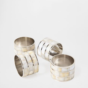 Anneaux de serviette incrustés de nacre fabriqués en Inde anneau de table MOP anneau de serviette en nacre accessoires de décoration de table à manger - Product Image 1