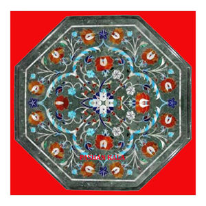 Superbe plateau de table octogonal en marbre blanc incrusté, design unique, idéal pour la décoration de table à manger – Vente en gros et fournisseur - Product Image 1