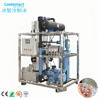 Machine à glace industrielle Coldsmart de 3 tonnes, compresseur, pompe, traitement de la viande, économie d'énergie, automatique, monophasée, contrôlée par PLC