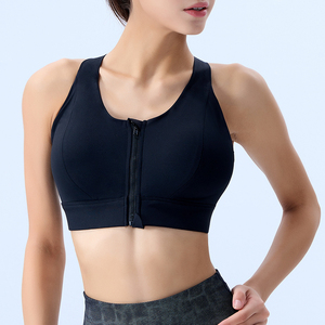 Conjunto de sujetador deportivo con logotipo personalizado OEM, sujetador de talla grande con cremallera frontal ajustable a prueba de golpes para yoga y correr fitness de un hombro - Product Image 1