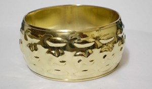Luxury Wave Pattern Embossed Gold Plated Copper Bangle For Women Trendy Wide Statement Cuff <b>Bracelet</b> Elegant High Polish <b>Metal</b> - Product Image 3
