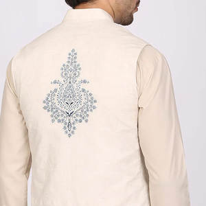 Chaleco de lona transpirable sin mangas de nuevo diseño para hombre, cuello mandarín, ropa exterior cómoda, temporadas de otoño, Mehndi, eventos altos - Product Image 6