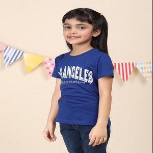 T-shirt à col rond 100% coton personnalisé pour filles disponible dans différentes méthodes et matériaux d'impression main à vendre - Product Image 1