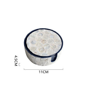 Wholesale BSCI passed factory <b>black</b> natural slate round scoaster table ware factory price in India material horn wood bone resin - Product Image 4