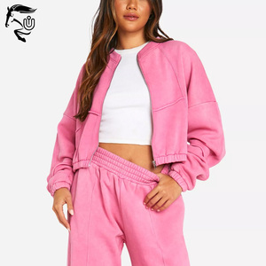 Chándal de lavado ácido transpirable y ligero con hombros caídos para mujer, chándal de lavado ácido ligero en blanco personalizado para mujer - Product Image 6