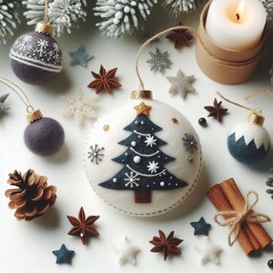 Ornements de Noël en feutre faits à la main pour un arbre de vacances rustique et charmant - Product Image 2