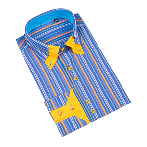 100% coton 2025 en stock Designer mode POPLIN COTON rayure Double col Slim Fit chemise pour hommes - Product Image 4