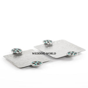 Juego de dos bandejas de chocolate de metal con acabado dorado, vajilla con forma de rectángulo, plato de chocolate, superventas, bandeja de chocolate nueva de lujo - Product Image 3